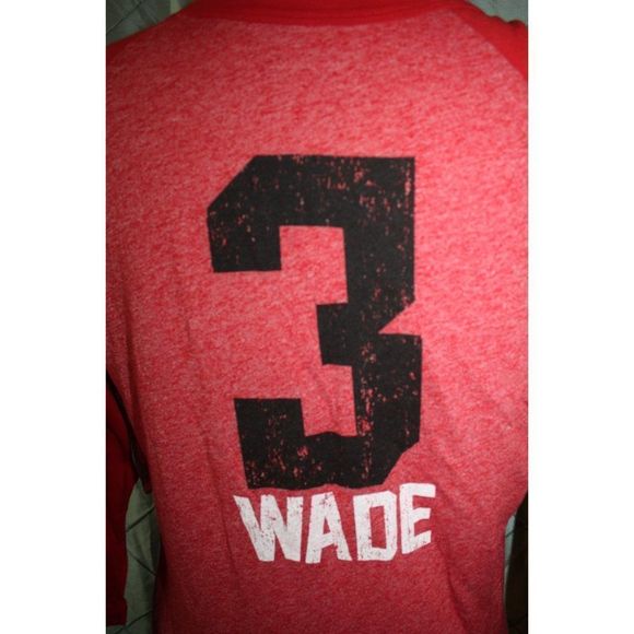 NWT! Majestic Threads Women LG Chicago Bulls NBA Basketball‎ 3/4 Sleeve Wade #3 - Picture 4 of 10